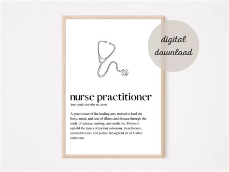 Nurse Practitioner Definition Printable Art Np Gift Nursing