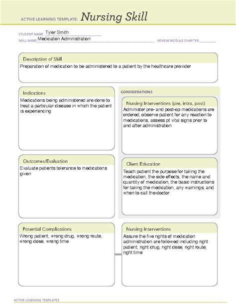 Nursing Skill Completed 2016 Active Learning Template Nursing Skill