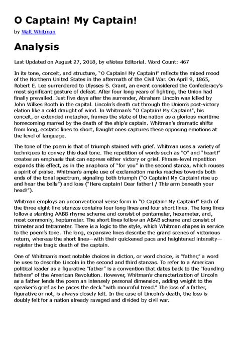 O Captain My Captain Analysis Essay Writefiction581 Web Fc2 Com