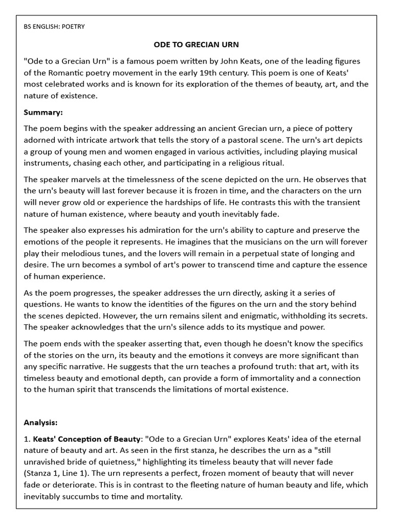 Ode On A Grecian Urn