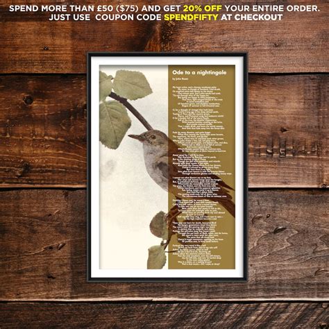 Ode To A Nightingale Poem By John Keats Art Print Poster Etsy Uk