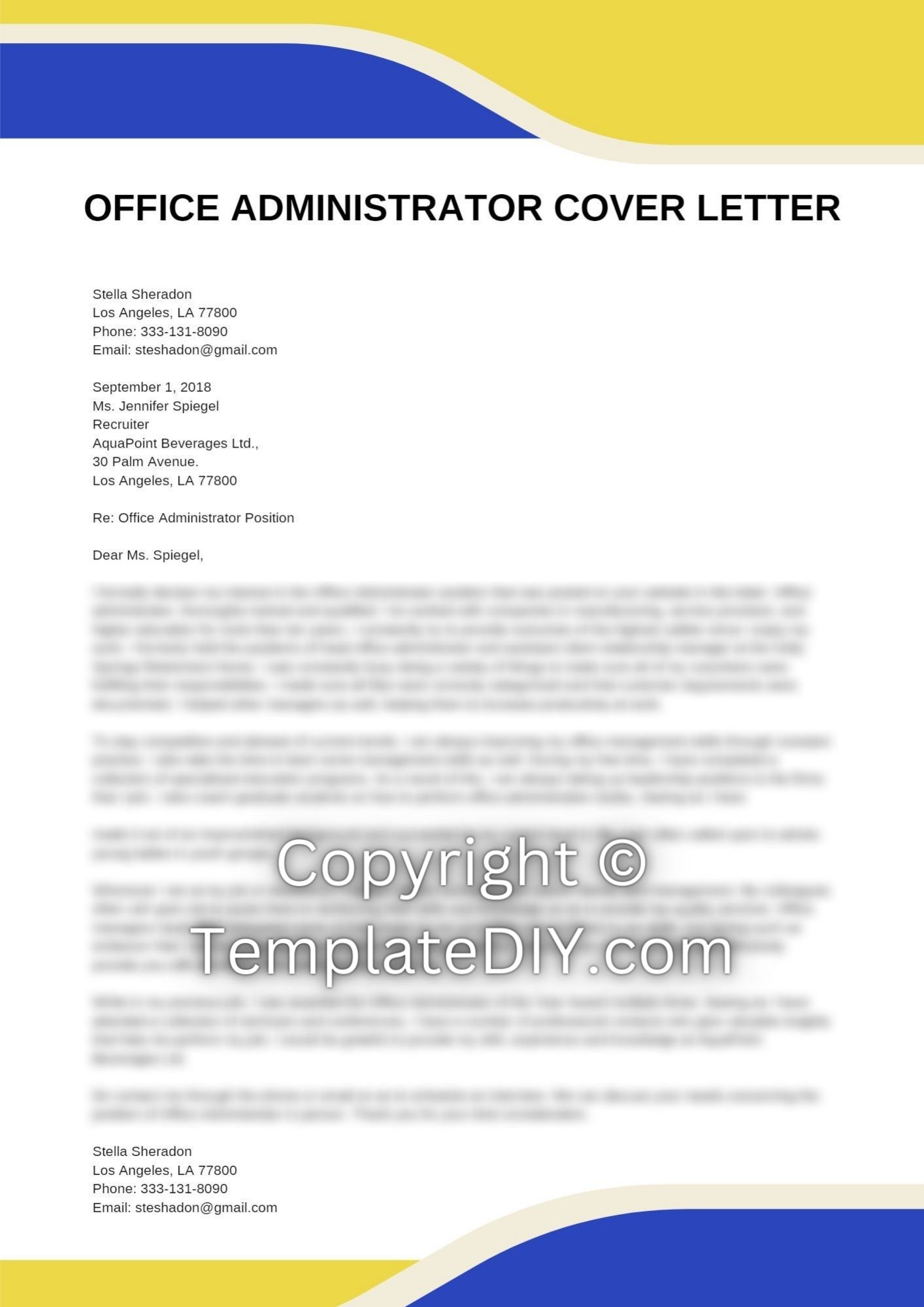 Office Administrator Cover Letter Example Tips