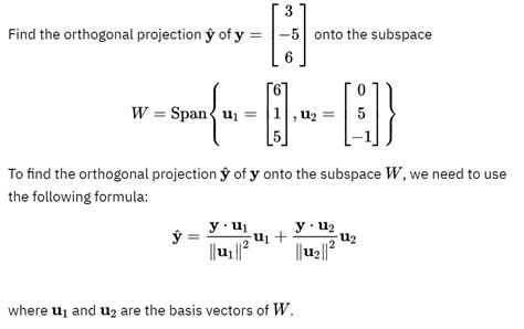 Orthogonal Projection Formula
