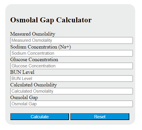 Osmolar Gap Calculator Tool