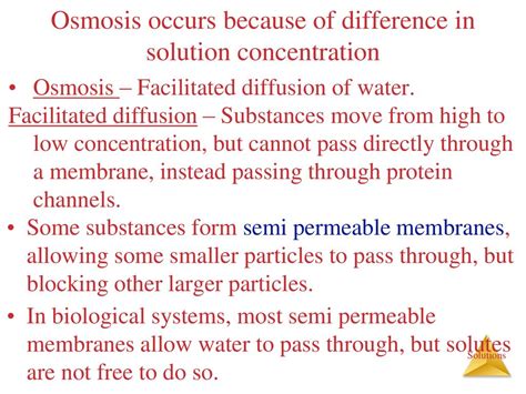 Osmosis Occurs From Low Solute Areas