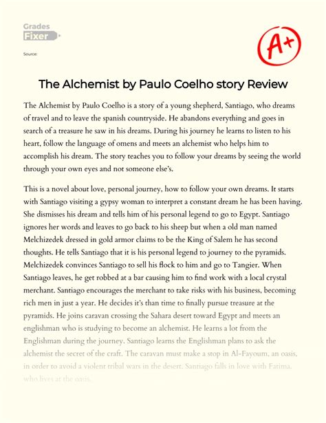 Paulo Coelho S The Alchemist Book Review Essay Example 743 Words
