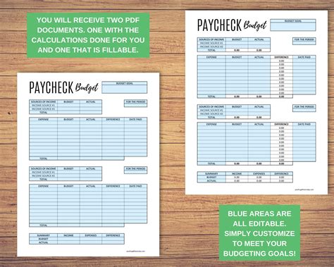 Paycheck To Paycheck Budget Template Zero Based Budget Etsy Video