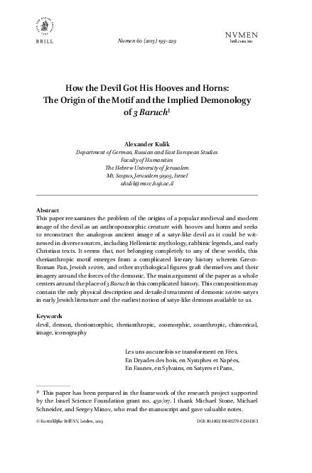 Pdf Alexander Kulik How The Devil Got His Hooves And Horns The