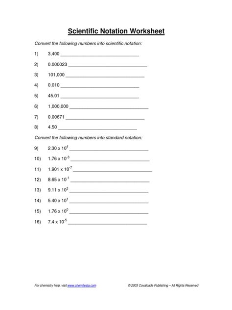 Pdf Scientific Notation Worksheet Dr Paul J Mcelligott Notation