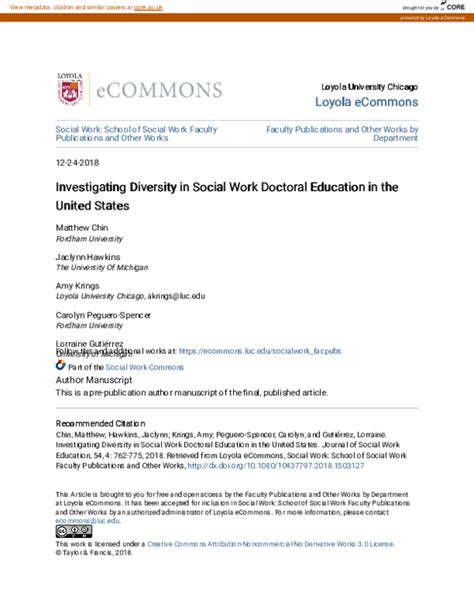 Pdf Social Work Doctoral Education In The United States Examining