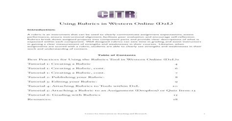 Pdf Using Rubrics In D2l Handout Daylight D2l Offers Two Types Of