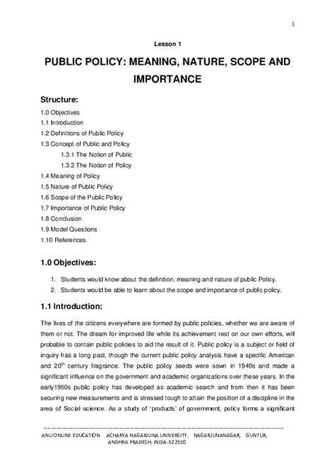 Pdf What Is Public Policy Meaning And Nature Pdf