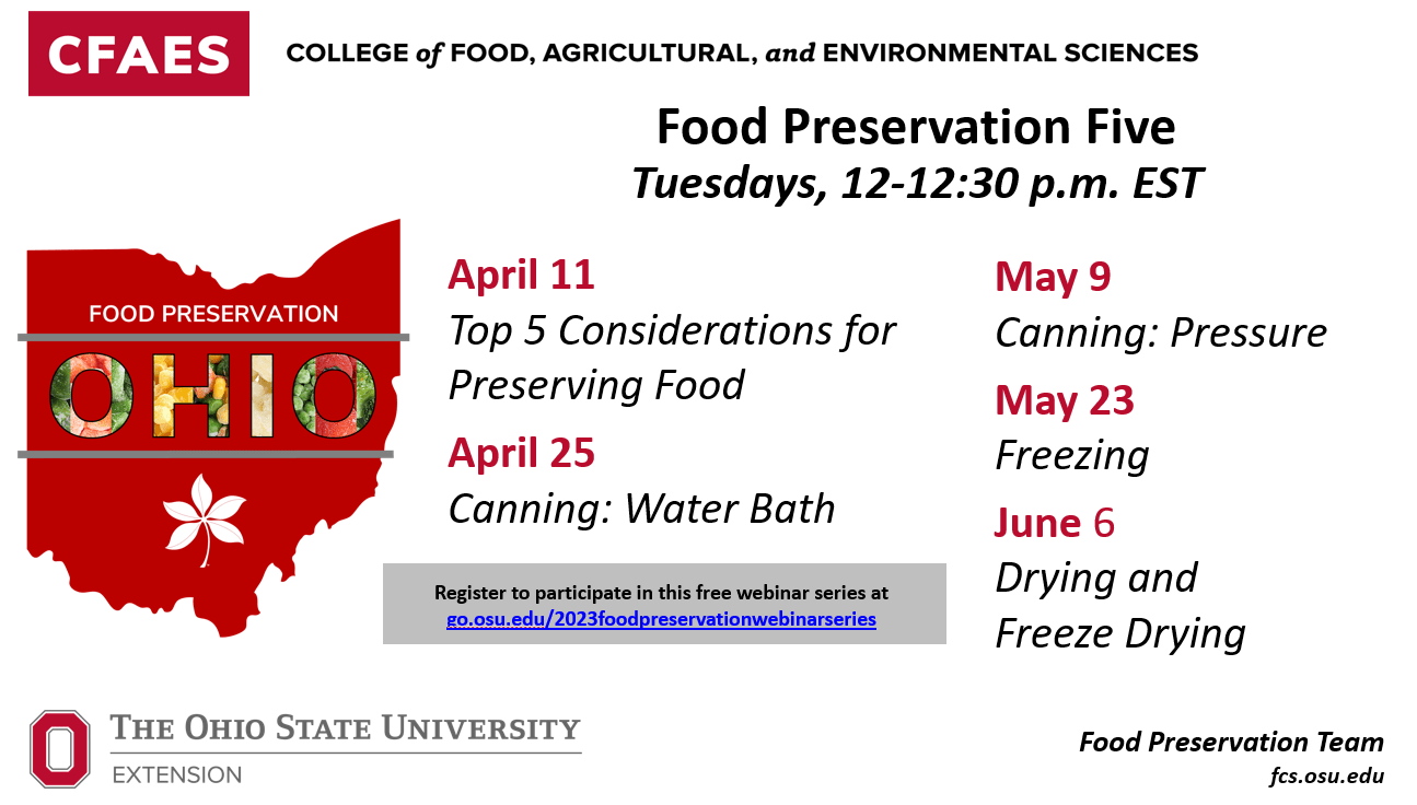 Penn State Extension To Offer Food Preservation Webinars