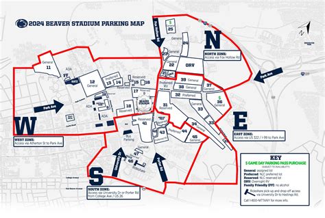 Penn State Football Parking Map With Numbers