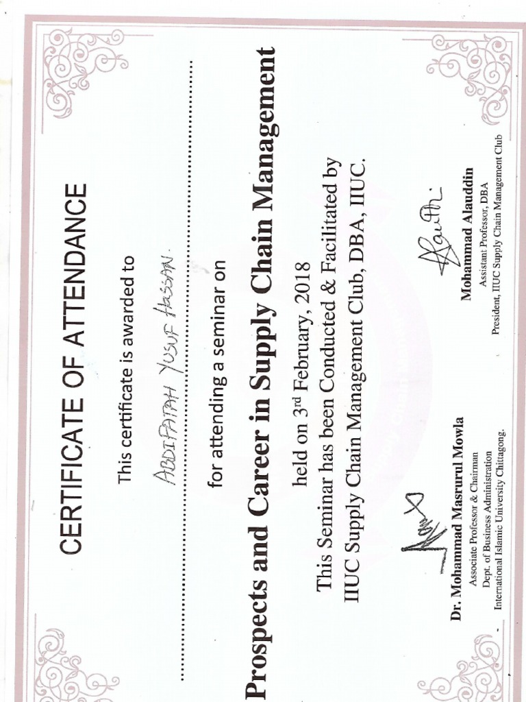 Pg Diploma In Supply Chain Management Certificate