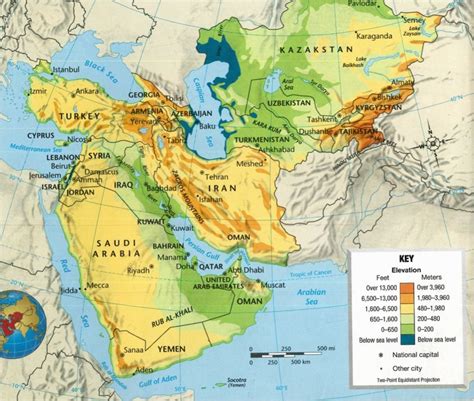 Physical Map Of Southwest Asia