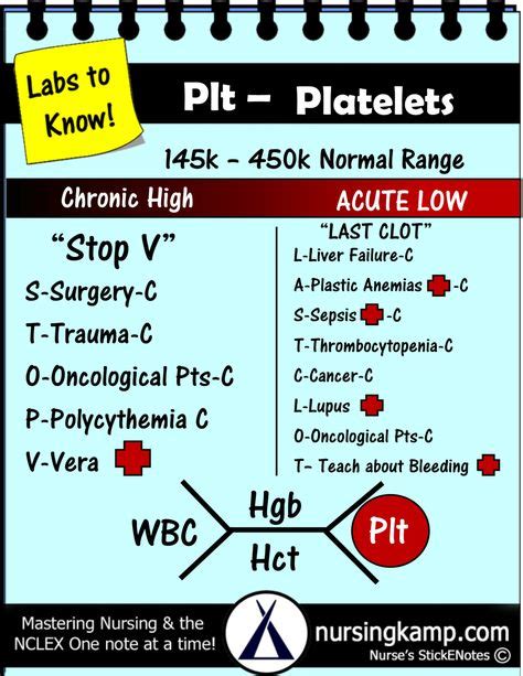 Platelets Nurse Nursing Notes Nursing Labs