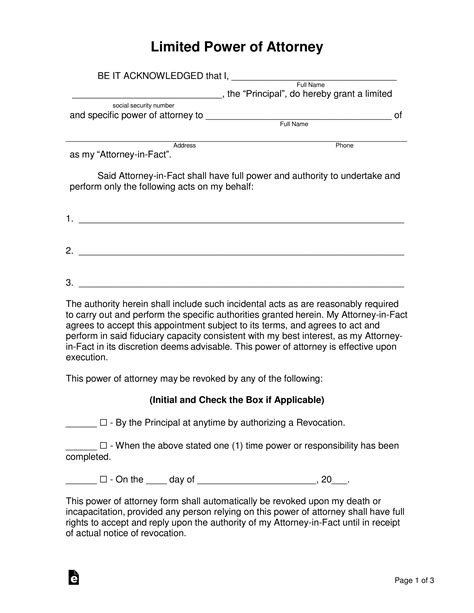 Power of Attorney Form PDF Download