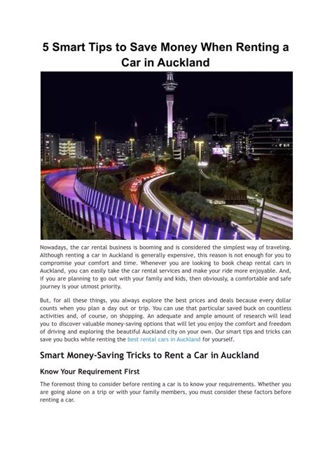 Ppt 5 Smart Tips To Save Money When Renting A Car In Auckland
