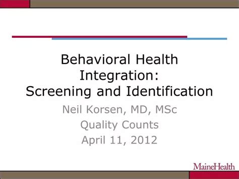 Ppt Behavioral Health Integration Screening And Identification
