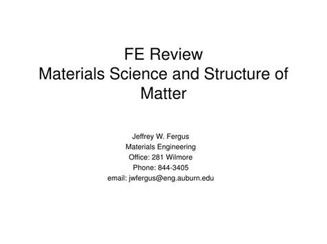 Ppt Fe Review Materials Science And Structure Of Matter Powerpoint