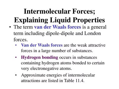 Ppt Intermolecular Forces Explaining Liquid Properties Powerpoint