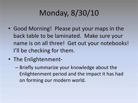 Ppt Monday 8 30 10 Powerpoint Presentation Id 5342425