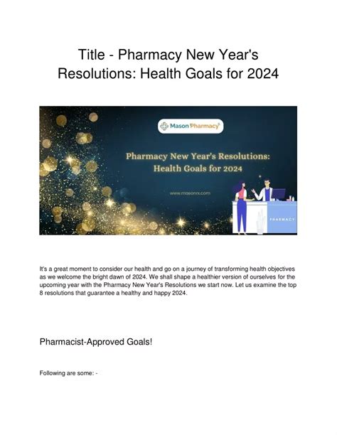 Ppt Pharmacy New Year S Resolutions Health Goals For 2024 Powerpoint