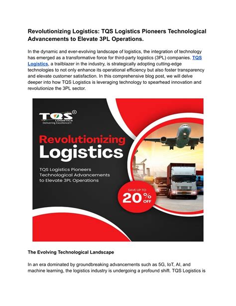 Ppt Revolutionizing Logistics Tqs Logistics Pioneers Technological