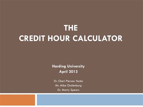 Ppt The Credit Hour Calculator Powerpoint Presentation Free Download