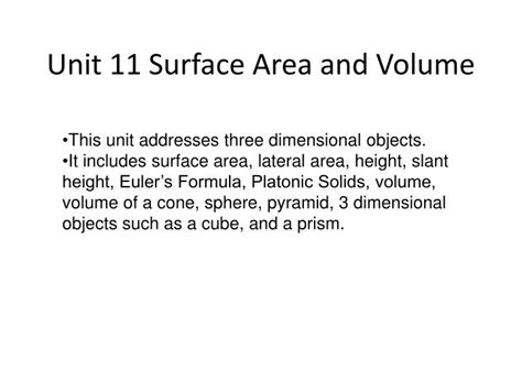 Ppt Unit 11 Surface Area And Volume Powerpoint Presentation Free