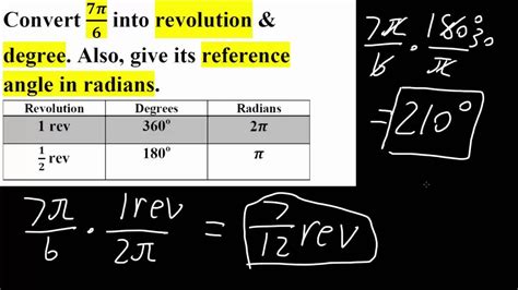 Precal Convert Radians To Revolutions And Degree Step By Step Youtube