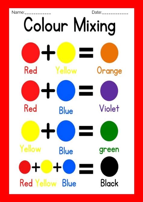 Primary Colour Mixing Worksheets Template Postermywall