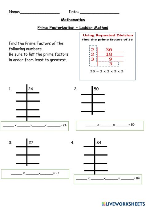 Prime Factorization Division Method Worksheets Factorworksheets Com