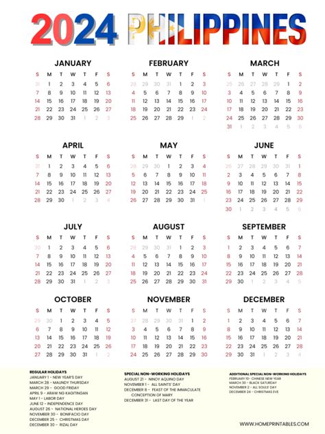 Printable Calendar 2024 Philippines Printable Calendar 2025