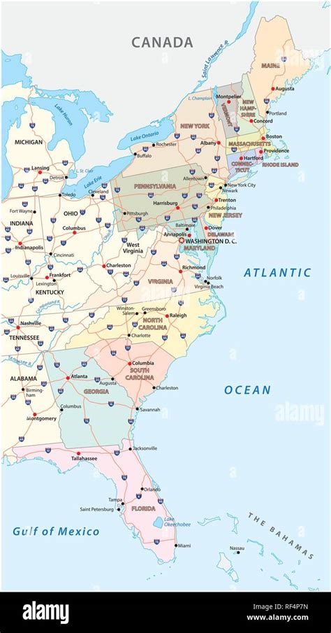 Printable Map Of East Coast