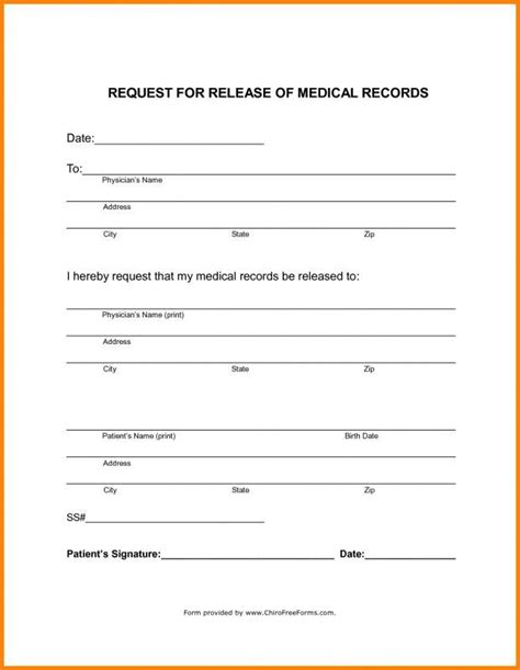 Printable Medical Records Release Form