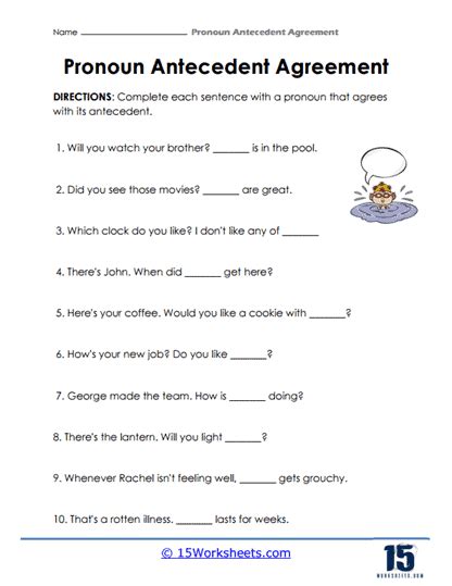 Pronoun Antecedent Agreement Worksheet 6Th Grade English With Mr T