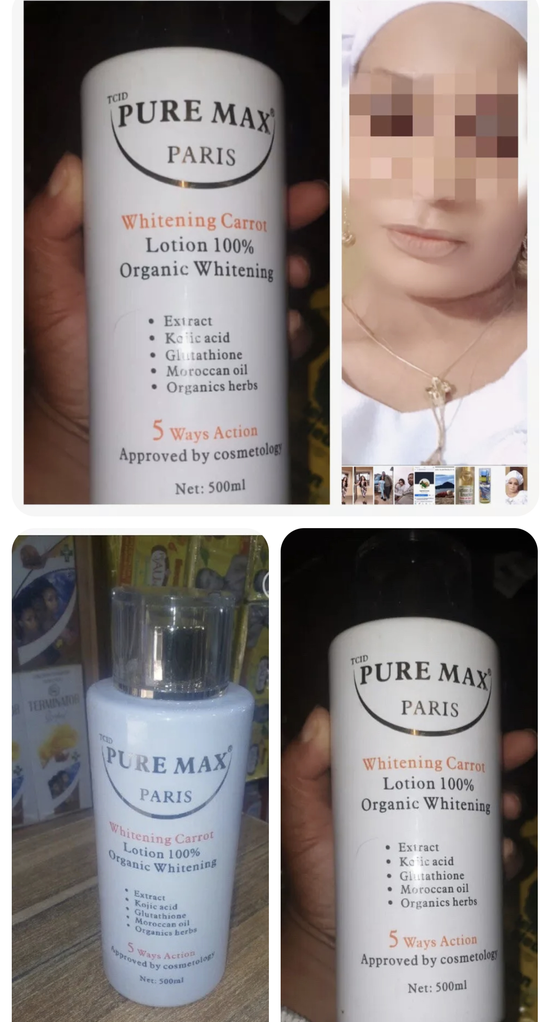 Pure Max Paris Whitening Carrot Lotion 500Ml Organic Whitening 5 Ways