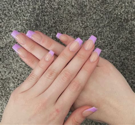 Purple French Tip Nails Purple Acrylic Nails Light Purple Nails