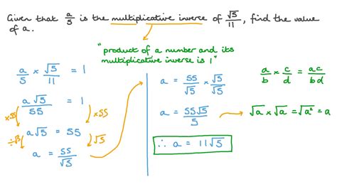 Question Video Using The Multiplicative Inverse Property To Find An