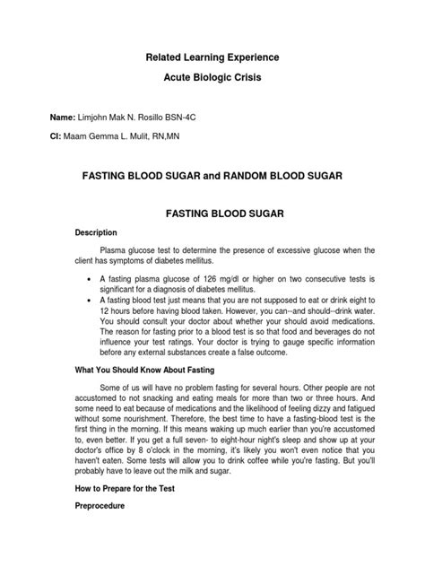 Rbs And Fbs Pdf Medicine Medical Specialties