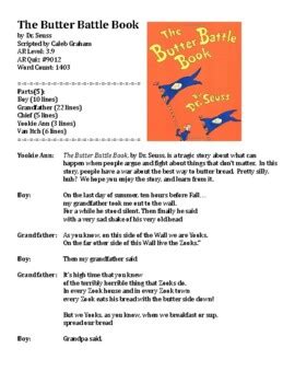 Readers Theater The Butter Battle Book By Dr Seuss By Caleb Graham