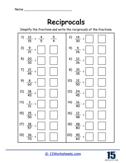 Reciprocals Worksheets 15 Worksheets Com