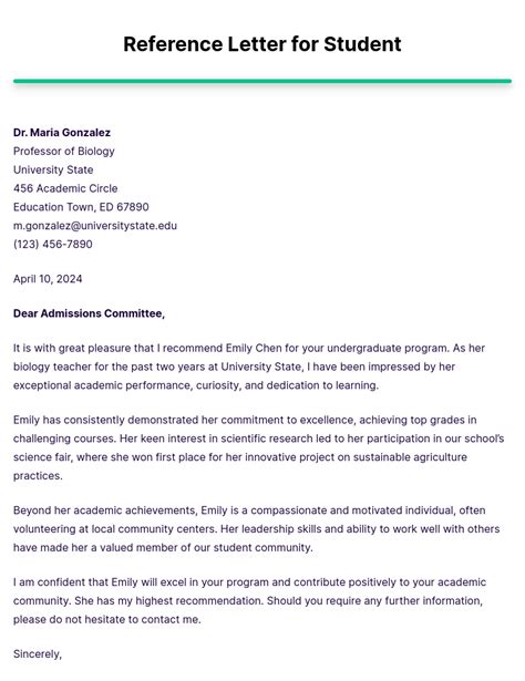 Reference Letter For Student Free Letters Reference Letter For