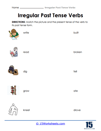 Regular Past Tense Verbs Worksheets