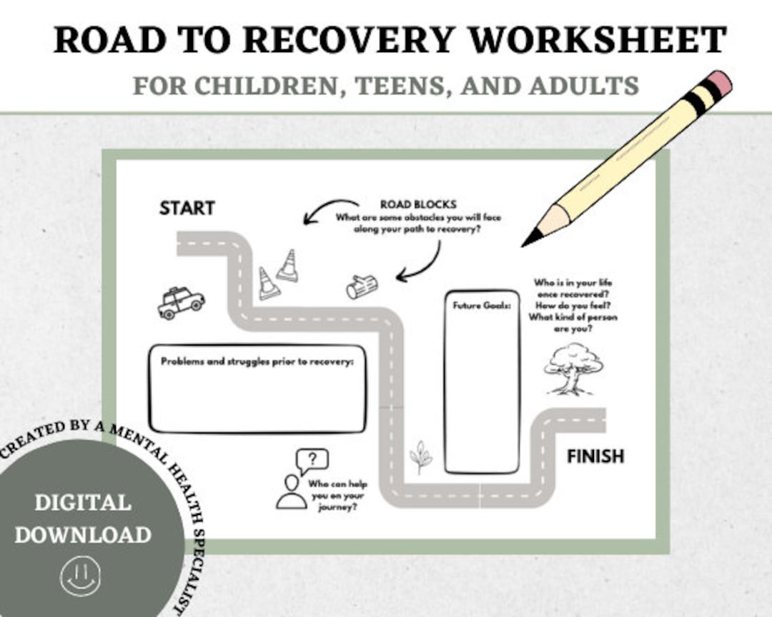 Road To Recovery Mental Health Worksheet For Children Teens And