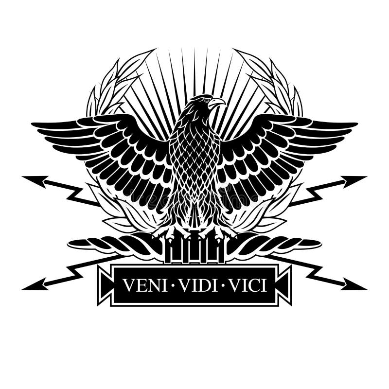 Roman Eagle With The Words Of Caesar S Veni Vidi Vici Vector