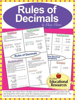 Rules Of Decimals Lesson Freebie With Guided Notes Math Methods