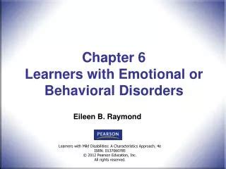 S Ed 285 Chapter 6 Learners With Emotional Behavioral Disorders